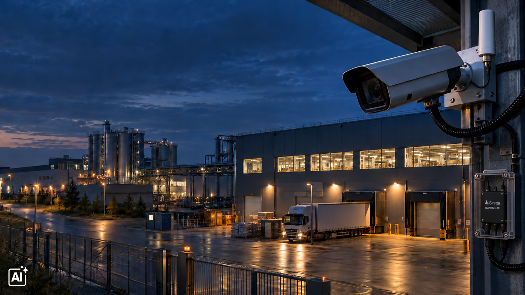 Überwachung von Werksgelände und Zufahrt an einem Industriestandort
